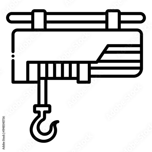 Electric Hoist Icon: Lifting Equipment Illustration