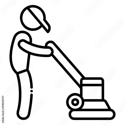 Person Using Floor Polisher Icon Illustration