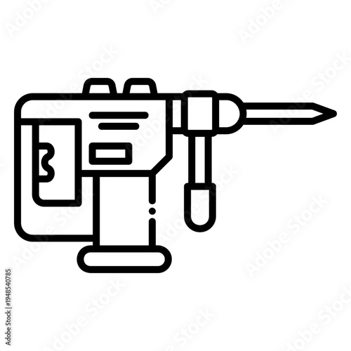 Rotary Hammer Drill Outline Icon for Construction
