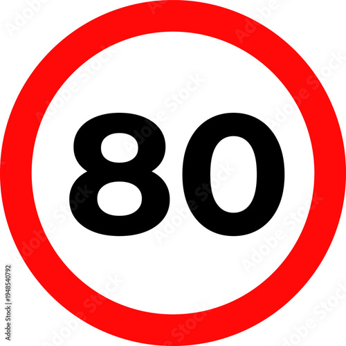 Speed Limit 80 kmh Sign