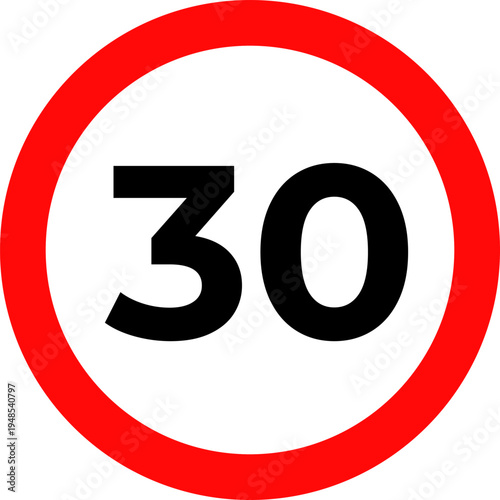 Speed Limit 30 kmh Sign