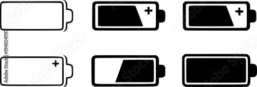 Battery icon set vector. battery charging symbol, battery charge level vector