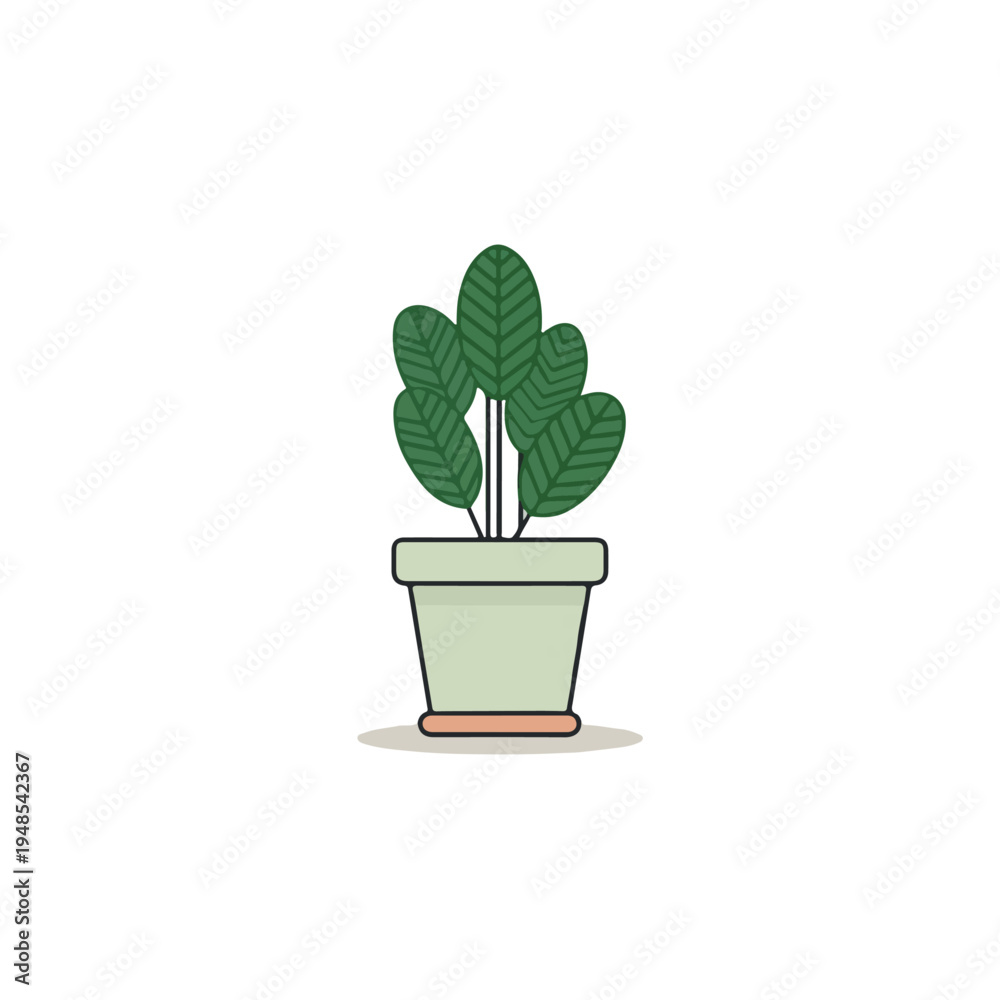 Obraz premium Minimalist Potted Plant Illustration Vector Graphic