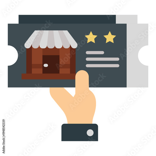 Hand Holding Hotel Booking Ticket Icon