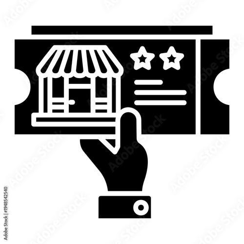 Hand Holding Hotel Booking Ticket Icon