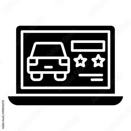 Online Car Review on Laptop Screen