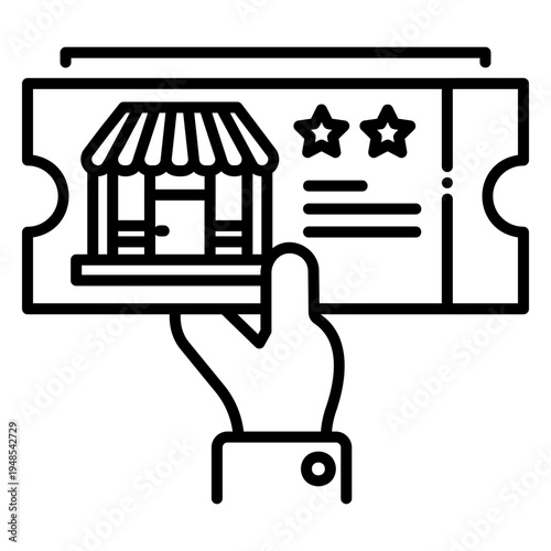 Hand Holding Hotel Booking Ticket Icon