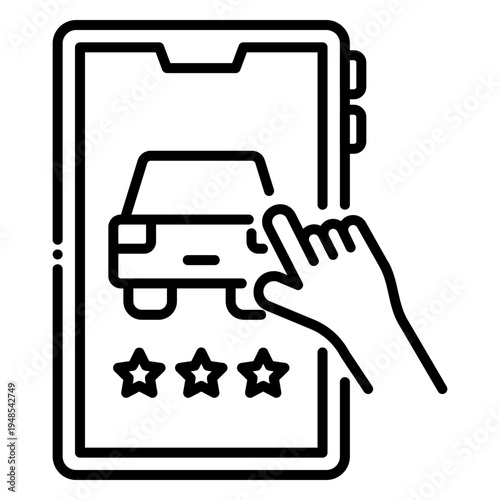 Car Rental App on Smartphone with Hand Pointing