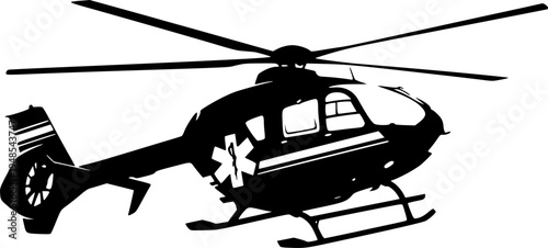 Medical helicopter vector black silhouette print design
