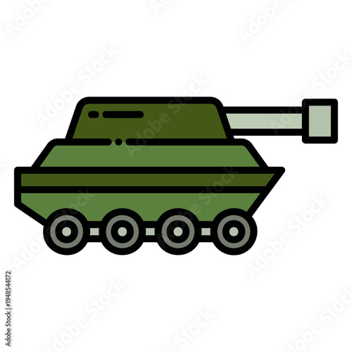 Cartoon Tank Icon: Military Vehicle Illustration
