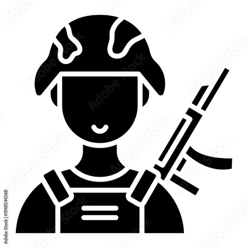 Soldier with Rifle, Military Icon, Army Concept