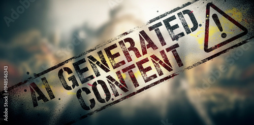 AI generated content grunge warning watermark