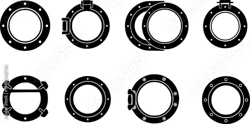 Porthole silhouette, Porthole svg, Cruise svg, Cruise ship svg, Boat porthole svg, Porthole clipart, Ship porthole clipart, Ship porthole window svg, Boat porthole silhouette set