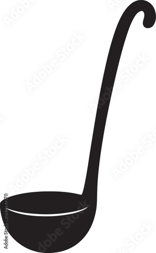  soup ladle with a curved handle on a white background kitchen utensil silhouette vector.