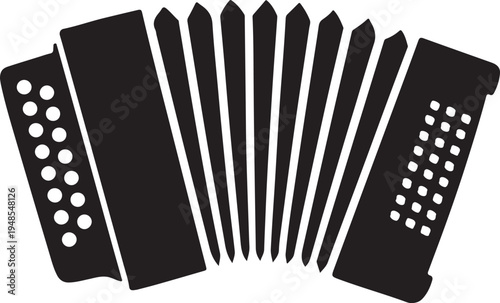 Accordion with bellows and side buttons silhouette vector