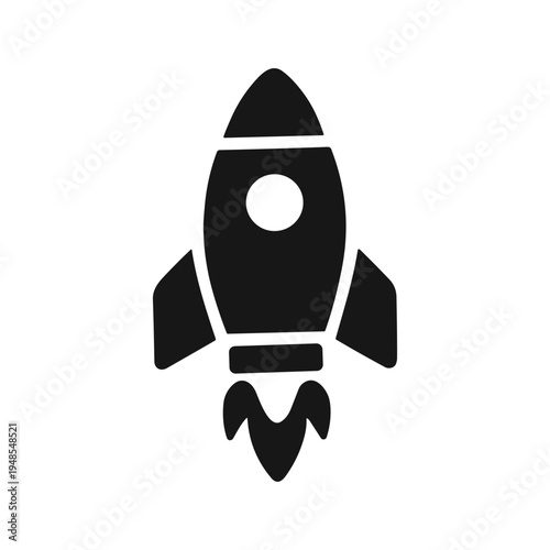 Rocket Launch, Business Growth, Startup, Solid Black Icon Vector Illustration