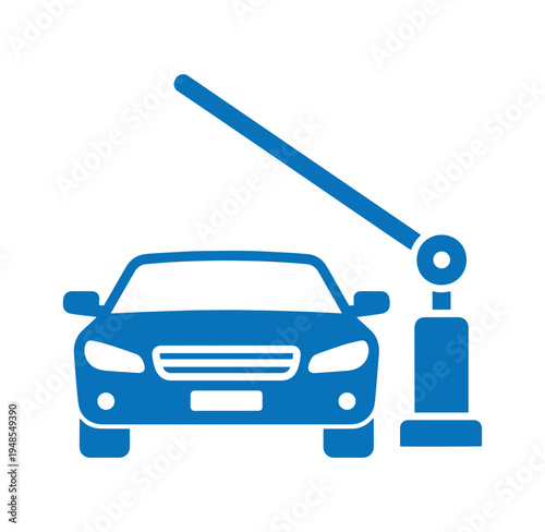 blue car with parking ticket machine on white background