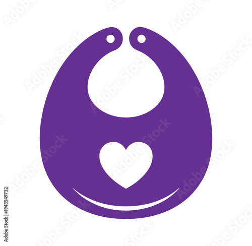 Purple baby bib with a heart design on the front for infant clothing and accessories