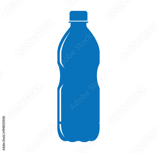 Blue plastic bottle with screw on cap for drinks or liquids