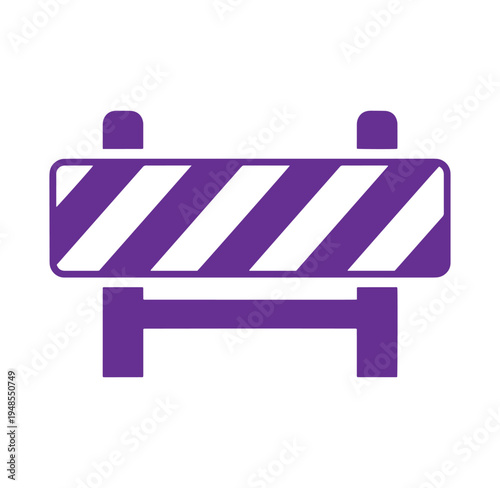 Purple road block sign with white diagonal stripes for construction or warning purposes
