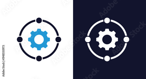 Gear Icon Set Minimalist Design Vector Symbols - Line icon set - Glyph icon - Minimalist, flat icon, outline, glyph, linear, clipart, sticker collection