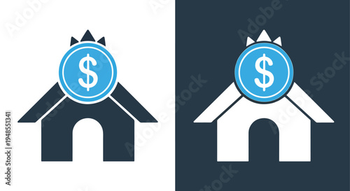 Home savings dollar icon set minimalist finance - Modern style icon  - Glyph and solid icon set - Line icon set - Icon vector - Minimalist, flat icon