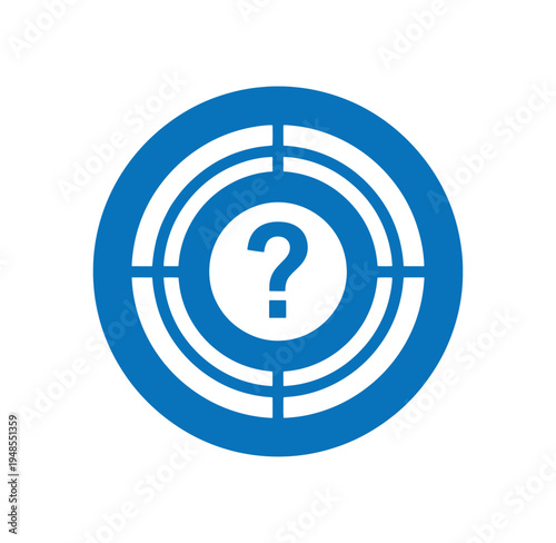Blue question mark target icon for frequently asked questions or help  symbol of uncertainty and inquiry
