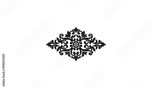 Black Wooden Decorative Ornament Vector Rustic Carved Element