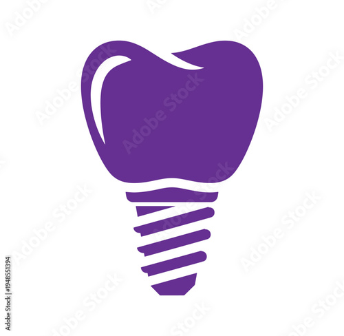 Dental implant icon purple color tooth screw medical symbol