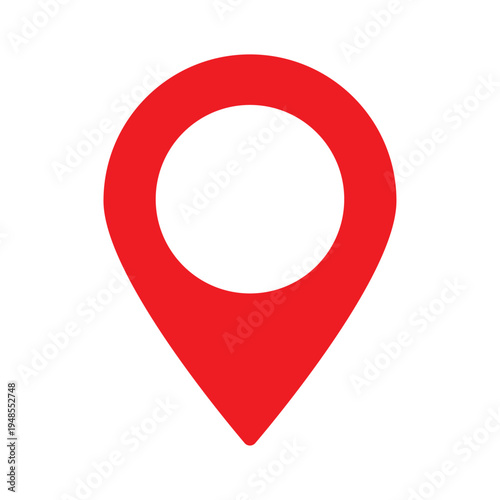 Red Map Pin Location Pointer flat Vector Icon Isolated on White Background GPS Navigation Marker Symbol for Travel Destination Address Point Tracking Route Place Business Direction UI Element