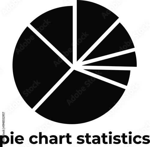 A pie chart displays segmented portions for statistical representation