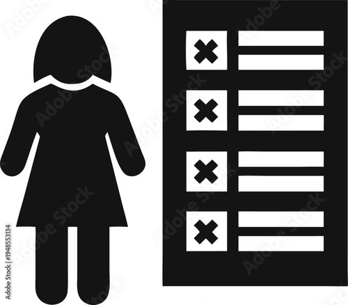 Woman Examining a Checklist with Unsuccessful Task Completions