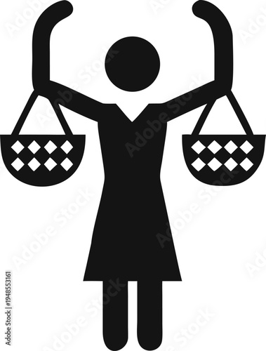 Woman Figure Holding Empty Scales Symbolizing Balance and Justice