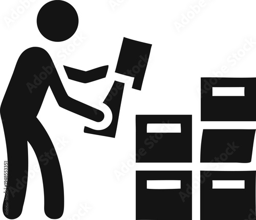 Worker carefully stacking and organizing multiple boxes or containers for efficient storage and logistics