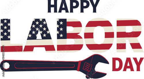 Happy labor day celebration with patriotic colors and tools