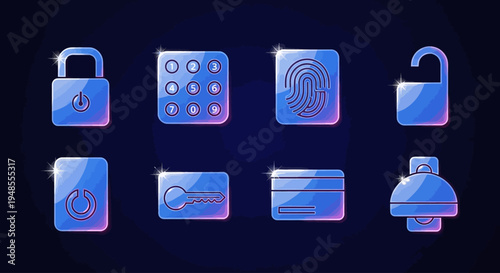 Security Icons Featuring Pads and Locks.