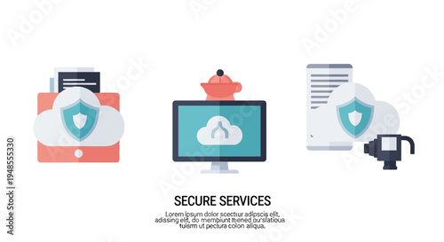 Secure Services with Shield Icons and Devices.