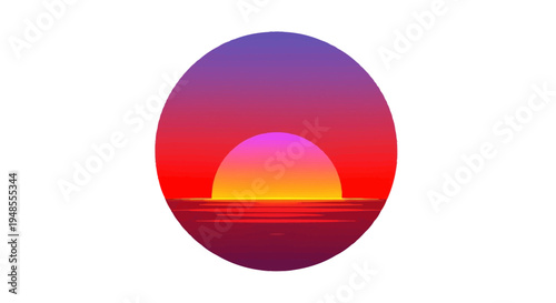 Sunset Illustration with Gradient Colors.