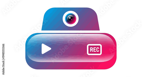 Video Recording Icon with Camera Lens.