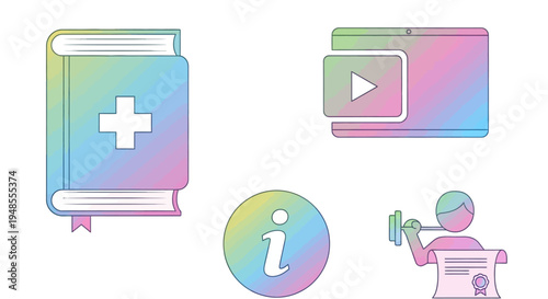 Medical Book Video Information Icon Fitness.