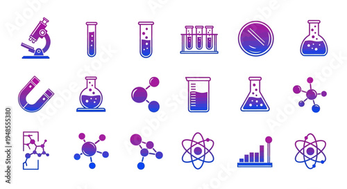 Laboratory Equipment and Science Symbols Icons.