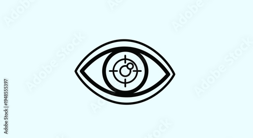Eye with Target Icon Inside Illustration.