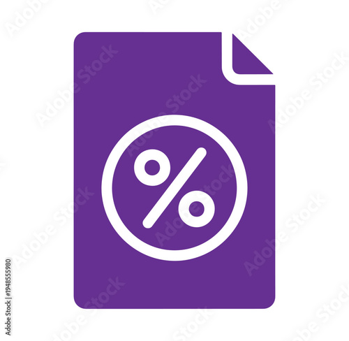 Purple document icon with a percentage symbol on a white background