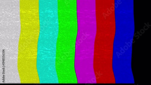 Retro TV Screen with Static and Color Bars, No Signal Broadcast Interruption.