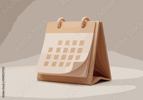 Brown Calendar With Pages Turning On A Textured Background