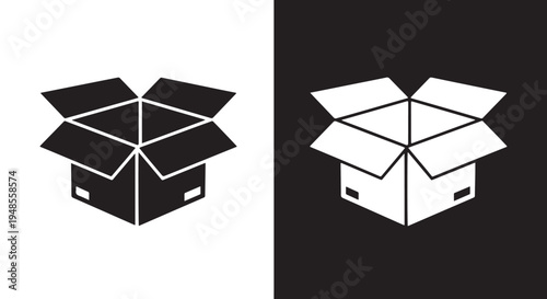 Open Cardboard Box Icons - Line icon set - Glyph icon - Minimalist, flat icon, outline, glyph, linear, clipart, sticker collection