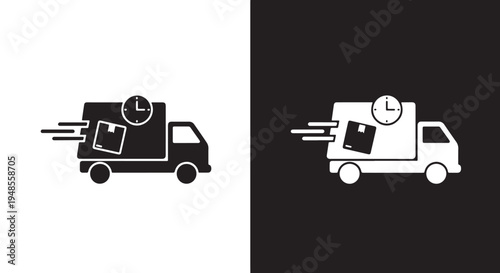 Fast Delivery Truck Icon - Modern style icon  - Glyph and solid icon setLine icon set - Icon vector - Minimalist, flat icon