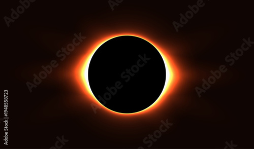 Solar Eclipse With Glowing Corona Over Darkened Sun and Moon Alignment
