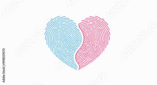 Fingerprint heart symbol love sign.