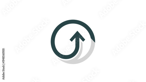 Circular Arrow Icon with Shadow Effect.